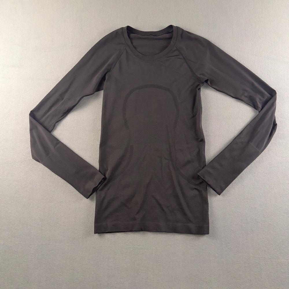 Lululemon Swiftly Tech Long Sleeve Shirt Dark Gray Size 2 Thumbholes Running Top